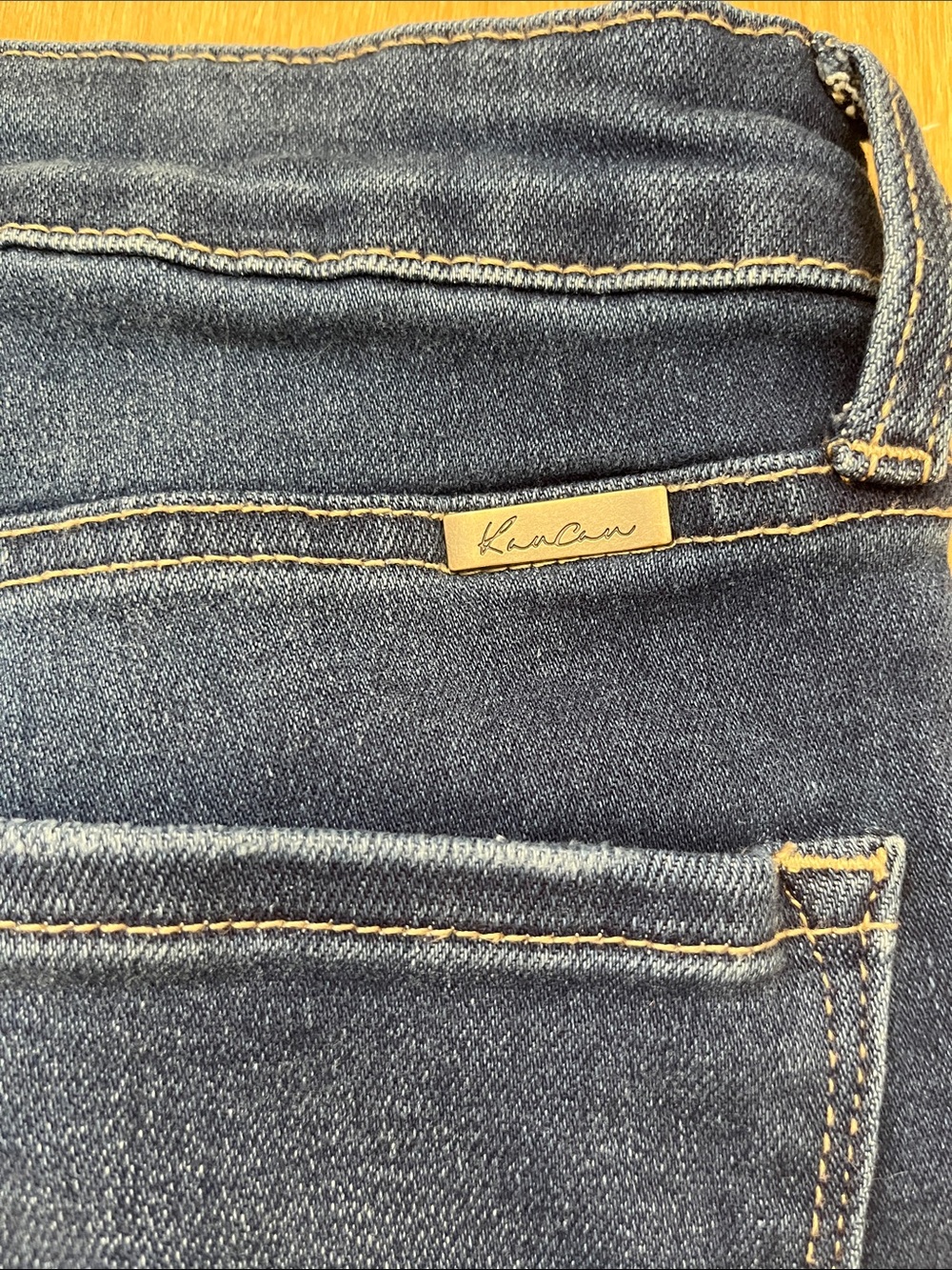 EUC KanCan Dark Indigo High-Rise Flare Jeans with Frayed Hem - Picture 10 of 11